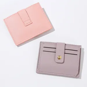 Minimalist candy colored PU leather card holders for women with multi-card slots