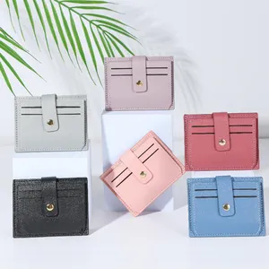 Premium set of colorful PU leather card holder wallets with snap closure for women