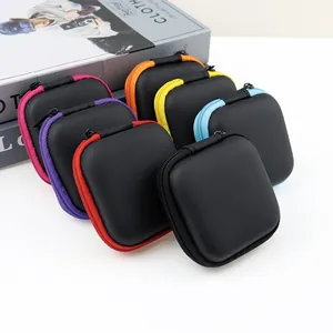 Portable EVA storage case for earphones and small electronics with colorful zippers.