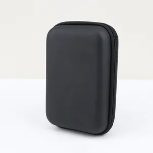 Portable black EVA hard shell storage case for earphones and digital accessories