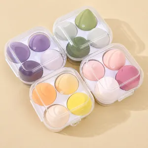 Professional Hydrophilic Non-latex Makeup Sponge Set Soft Wet Dry Dual Use Foundation Blender With Clear Storage Case