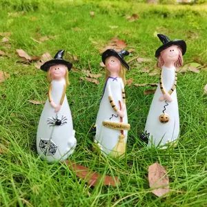 Halloween Hexe Figur Harz Ornament Skurrile Hexenstatue Mit Kürbis Katze Für Urlaub Heim Schreibtisch Dekoration Geschenk