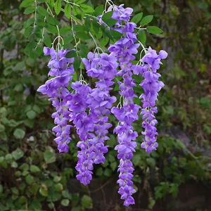 Lifelike artificial purple wisteria hanging flowers for home garden wedding decoration