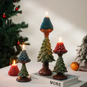 Bougeoir sapin de noel en resine retro decoration de bureau festive pour les fetes de fin