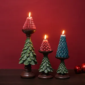 Bougeoirs sapin de Noel resine set decoration festive maison retro affichage bureau