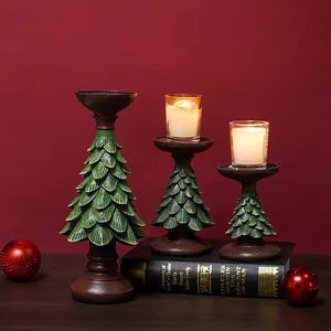 Bougeoir sapin de noel vintage en resine decoration de table pour fetes interieures