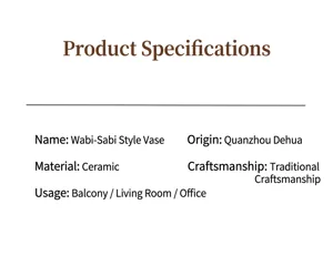 Dettagli delle specifiche del prodotto per vaso in ceramica minimalista e caratteristiche