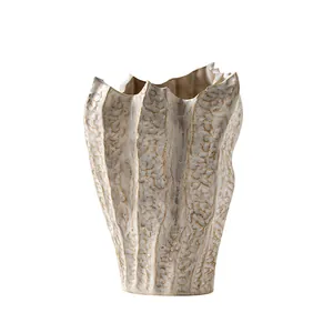 Creative Nordic ceramic vase with irregular wavy design for minimalist home decor styling