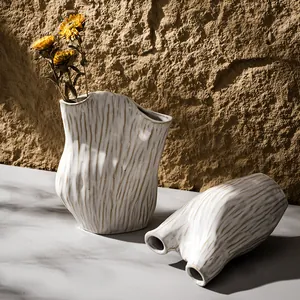 Keramikvase Wabi-Sabi-Stil Unregelmäßige Organische Form Ins Kunst Wohnzimmer Minimalistisch Modernes Zuhause Dekor Ornament