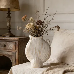 Europäische Minimalistische Kreative Biskuit Keramik Vase Moderne Wohnzimmer Dekoration Abstrakte Kunst Gestreifter Blumentopf