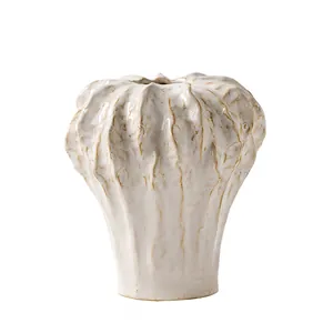 Elegant white ceramic flower vase with a minimalist organic textured leaf design