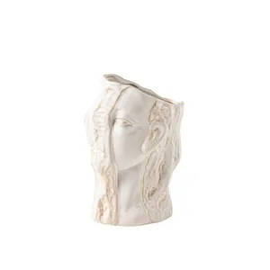 Nordic minimalist abstract human face ceramic vase for home decor and flower arrangement