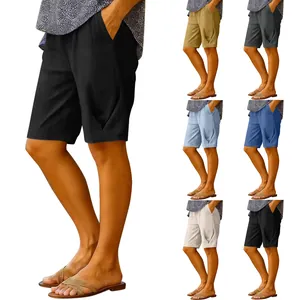 Short femme été décontracté en coton et lin disponible en plusieurs couleurs
