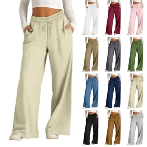 Women's loose high-waist wide-leg trousers in multiple colors for casual commuting