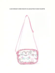 Kids clear unicorn crossbody bag cute pink PVC messenger bag for girls casual coin purse