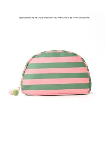 Sac cosmétique coquillage rayé, grande capacité trousse de maquillage voyage, rangement simple.