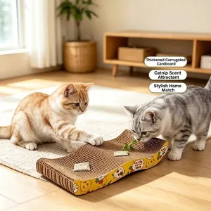 Tira graffi in Carta Ondulata a Forma di Onda S Osso Tappetino per Affilatura Artigli Gatto Giocattolo per Animali Domestici Con Erba Gatta