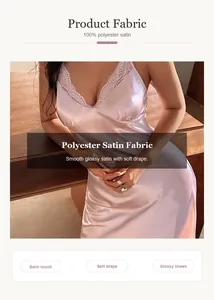 Detailansicht eines rosa Satin-Nachthemds mit Spitze und weichem, glänzendem Stoff