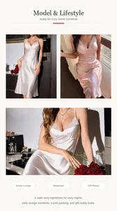 Elegantes Satin-Nachthemd mit Spitze für Damen im gemütlichen Home-Lifestyle