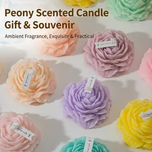 Peony Flower Shaped Scented Candle Handmade Soybean Wax Aromatherapy Home Decoration Wedding Party Gift Ins Style