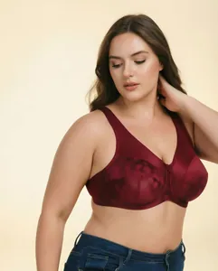 Burgunderroter Push-up-BH in Übergröße für kurvige Frauen, atmungsaktiv und stützend
