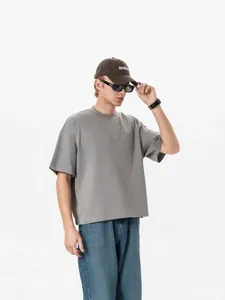 T-shirt da uomo 250g stile street americano boxy clean fit grigio a maniche corte