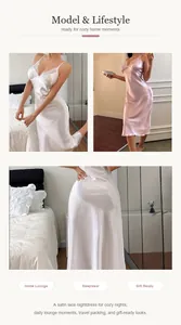 Elegante camisón de satén y encaje para momentos de relax en casa con estilo