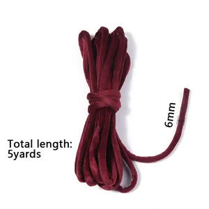 Cordon de terciopelo burdeos 6mm 5 yardas ribete de tela suave para manualidades ropa DIY