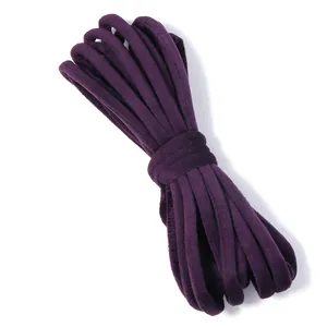 Cordon redondo de terciopelo morado oscuro para accesorios de cabello DIY y costura.