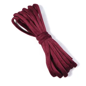 Cordon redondo de terciopelo burdeos para lazos de pelo DIY y accesorios de costura.