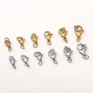 Stainless steel lobster clasps in gold and silver for DIY jewelry making and repair