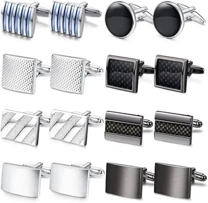 Classic men's metal cufflinks set for business dress shirts various elegant styles