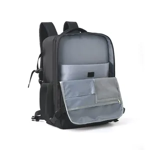 Multifunctional black backpack with large capacity, durable travel and laptop daily use.