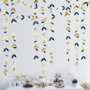 Party paper leaf garland hanging banner decoration for wedding birthday celebration.