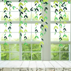 Hanging paper leaf garland streamer for party wedding and birthday celebration decoration