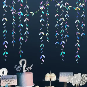 Paper Leaf Garland Hanging Streamer Banner For Wedding Birthday Party Decoration Supplies Festival Room Backdrop Decor