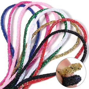 Colorful rhinestone PVC braided rope for DIY apparel accessories hair clip making details