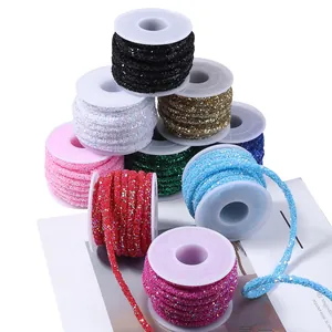 Colorful glitter PVC braided rope spools, DIY craft sewing hair accessories and clothing trim.