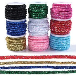 Colorful Sequin PVC Diamond Braided Rope For Dance Costume Accessories DIY Haircraft Craft Cord Trim