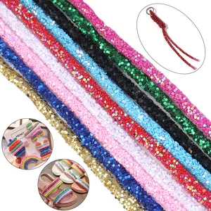 Colorful sequin PVC rhinestone braided rope for DIY hair accessories, dance costumes and crafts.