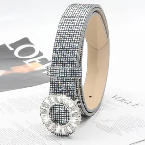 Women rhinestone crystal buckle belt luxury sparkly glitter waist belt for jeans dresses