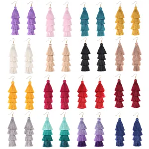 Mehrschichtige Quasten Ohrringe in vielen bunten Farben, elegante lange Ohrhänger für Damen.