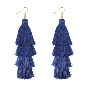 Blauer vierlagiger Polyester Quasten Anhänger für DIY Schmuck und Taschen Accessoire