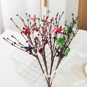 Artificial Tulip Silk Flower Foam Fruit Branch Valentine Home Decor Living Room Wedding Party Simulation Plant