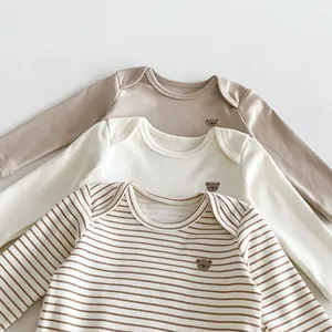 Cotton newborn baby long sleeve romper autumn infant cute bear bodysuit baby clothes 3pcs
