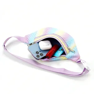 Cute children chest bag rainbow gradient fanny pack kids outdoor stylish waist bag