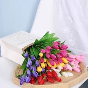 Artificial tulip flower bouquet fake floral arrangement for interior home decor detail
