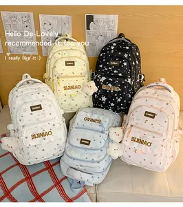 Zaino scolastico con stampa di stelle per studenti, grande capacità e leggero e casual.