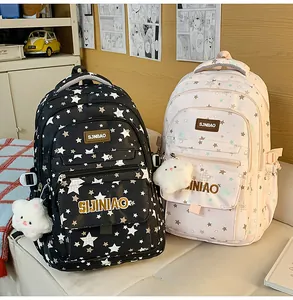 Zaino scolastico carino con stampa di stelle per studenti grande capacità casual borsa