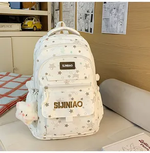 Zaino scolastico con stampa a stelle per ragazze grande capacità zaino casual estetico carino